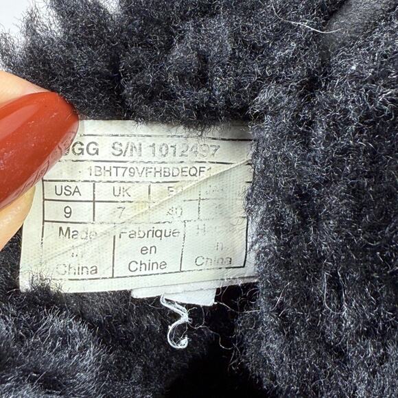 UGG Kristin Mini Platform Wedge Pull On Ankle Boot Black Suede Shearling size 9 - Picture 7 of 15